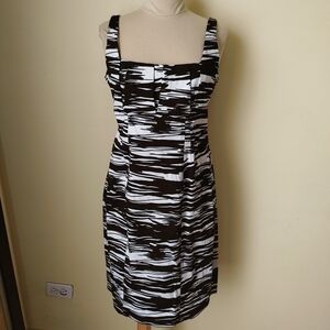 Calvin Klein black and white Geometric Career Office Tank Dress Stretch‎ …